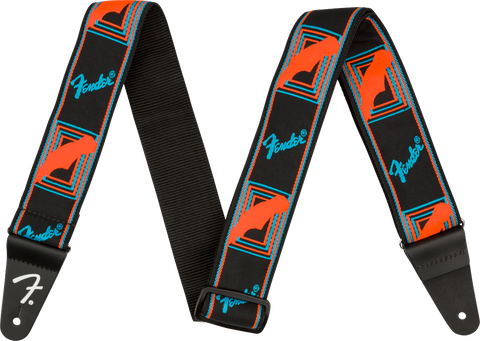 Fender Neon Monogrammed Blue and Orange Guitar Strap