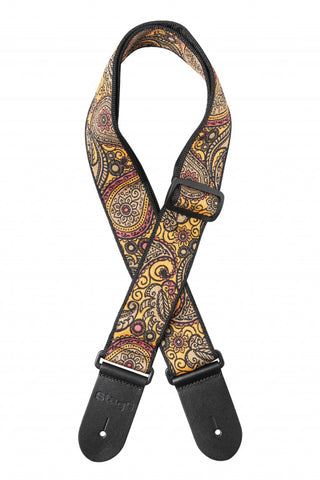 Stagg Orange Paisley Woven Guitar Strap