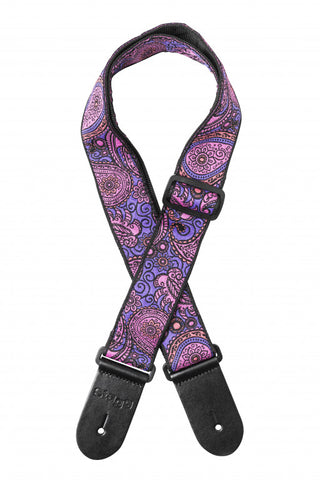 Stagg Pink Paisley Woven Guitar Strap