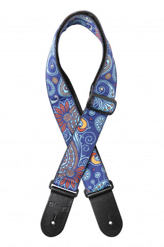 Stagg Blue Paisley Woven Guitar Strap
