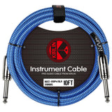 Kirlin 10ft Instrument Cable Straight Jack in Various Colours