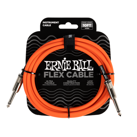 Ernie Ball 10ft Flex Cable Straight Jack in Various Colours