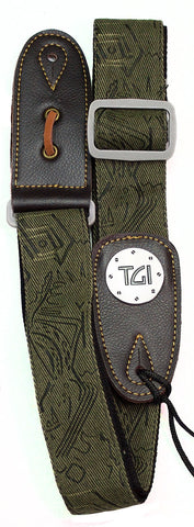 TGI Green Denim Pattern Guitar Strap