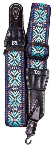 TGI Maltese Cross Turquoise Stitch Guitar Strap