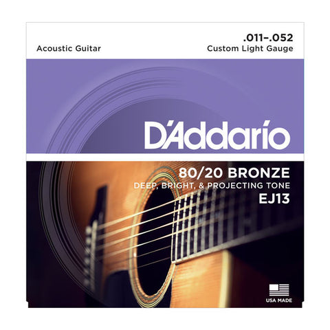 D'Addario Bronze Custom Light EJ13 Acoustic Guitar Strings