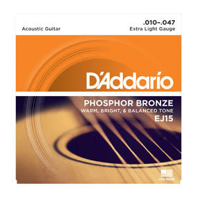 D'Addario Phospher Bronze Extra Light EJ15 Acoustic Guitar Strings