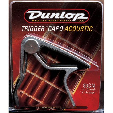 Dunlop 83CN Acoustic Trigger Capo with FREE Set of Dunlop Guitar Strings